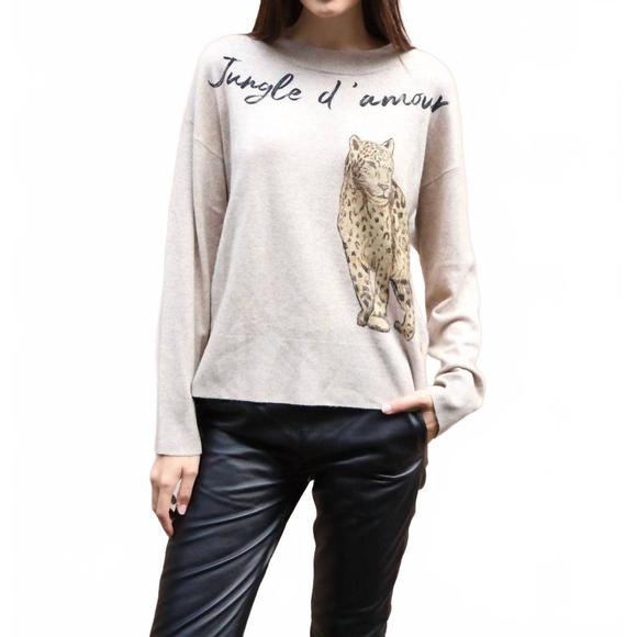 NEW LAS SUREÑAS wool jungle d' amour sweater in beige